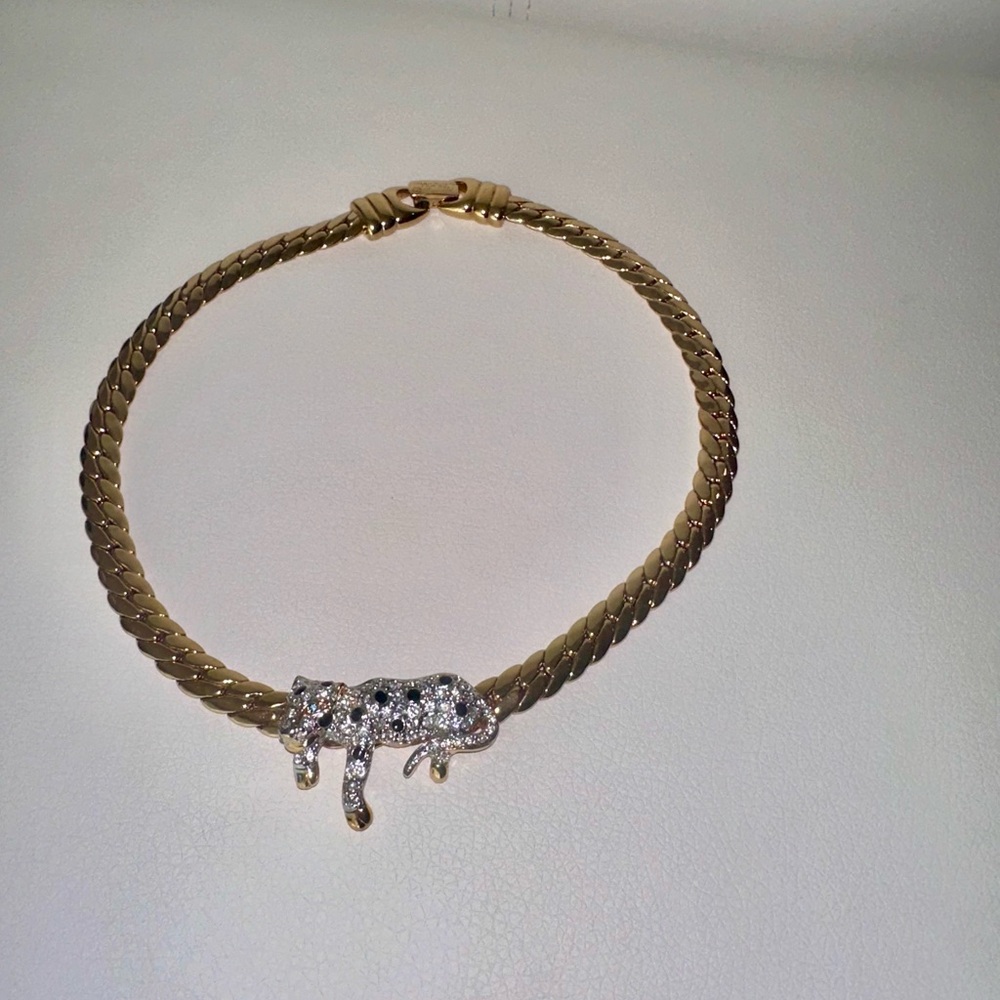 Gold Vintage Carolee Windsor Leopard Crystal Collar Necklace ✨ - Picture 3 of 9